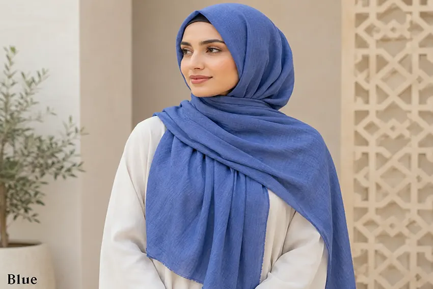 Blue Cotton Marble Scarf Hijab by Q&S Islamic Store