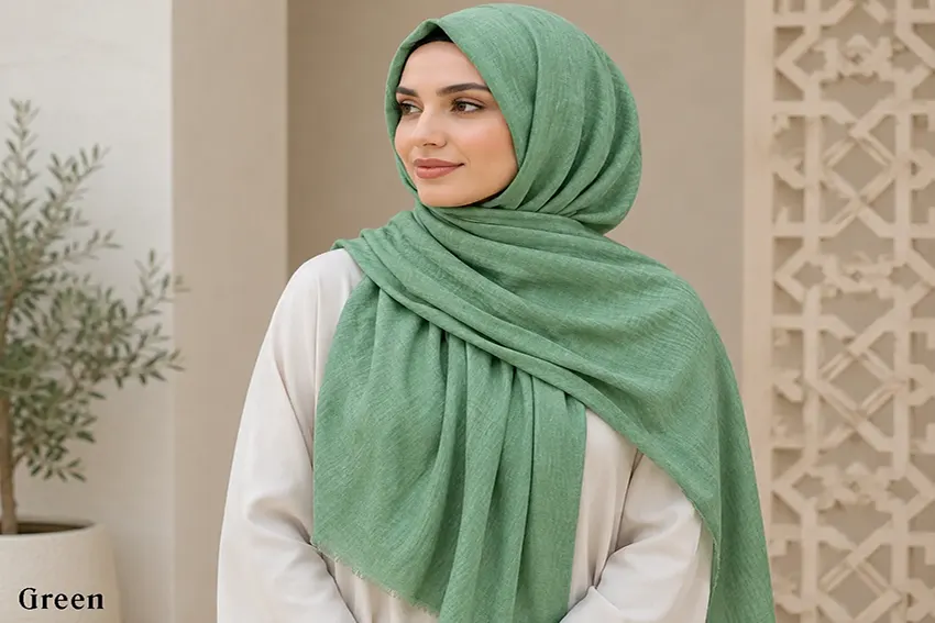 Green Cotton Marble Scarf Hijab by Q&S Islamic Store