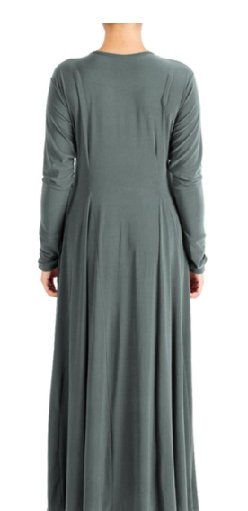 Classic Women's Maxi Dress Umbrella Abaya with a Round Neck and Modest Flare - Image 2