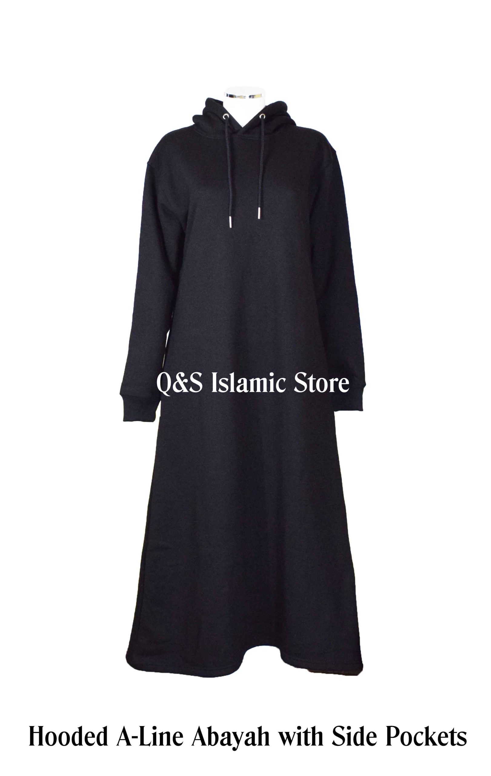 Hooded A-Line Fleece Abayah with Side Pockets – Warm, Elegant, and Modest by Q&S Islamic Store