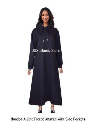 Hooded A-Line Fleece Abayah with Side Pockets – Warm, Elegant, and Modest by Q&S Islamic Store
