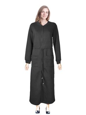 Fleece Abaya with Pockets and Waist Drawstring by Q&S Islamic Store
